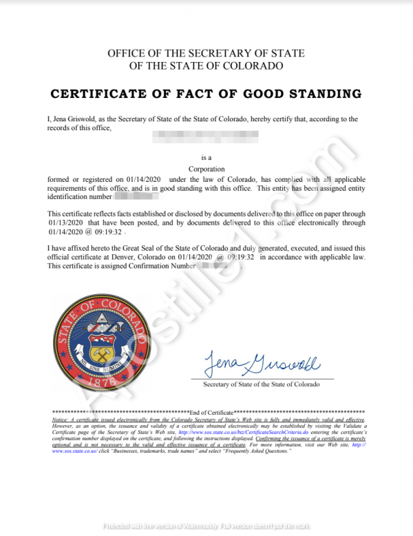 Certificate of Good Standing Online Apostille Services