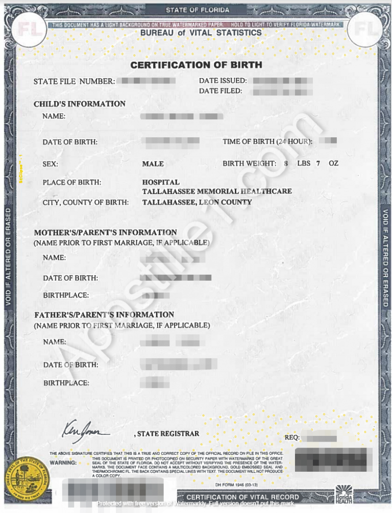 need a certified copy of birth certificate