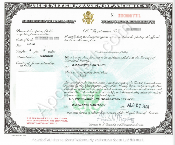 Naturalization Certificate Online Apostille Services 6267